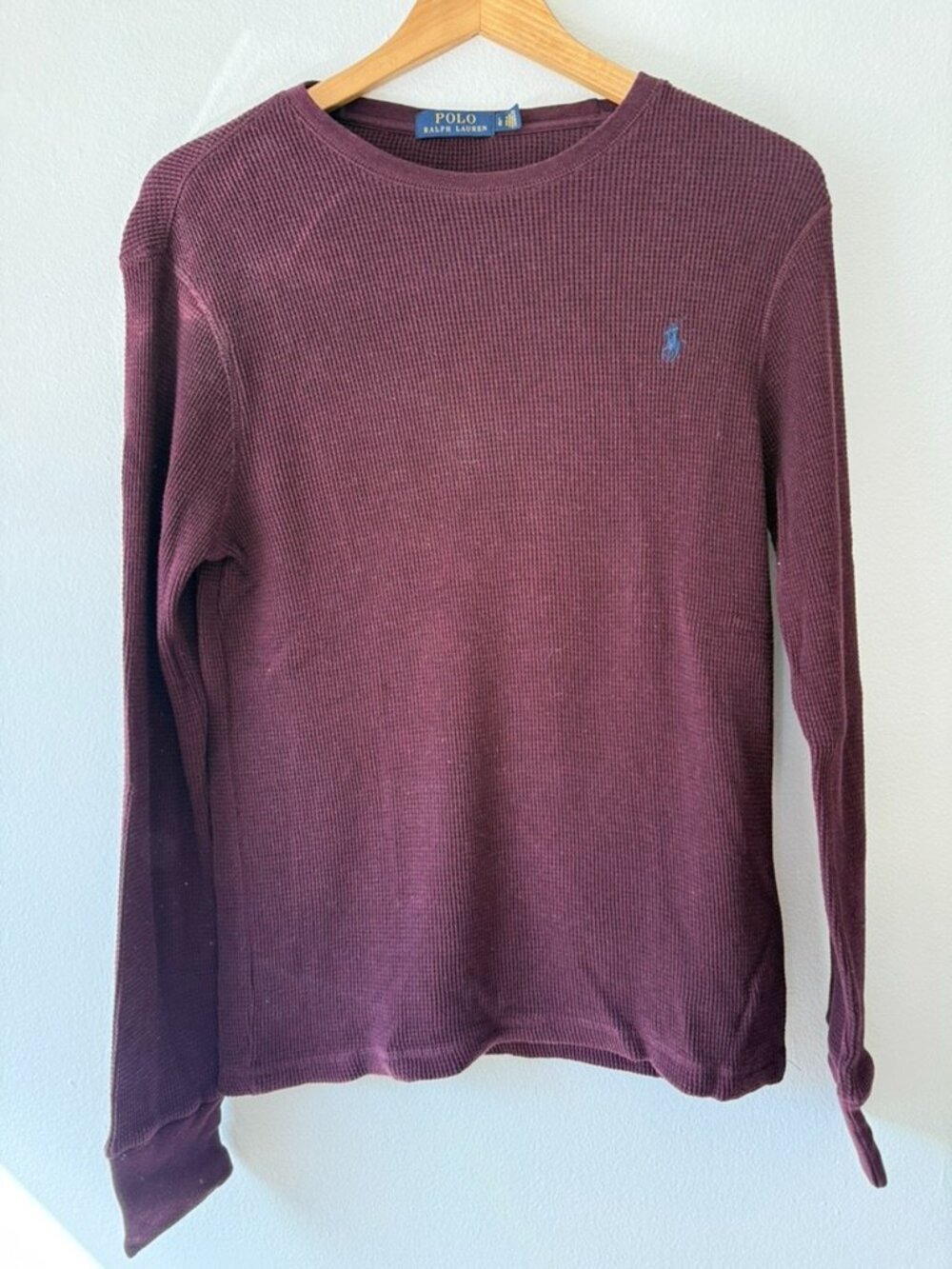 Polo Burgundy Long Sleeve Waffle Large